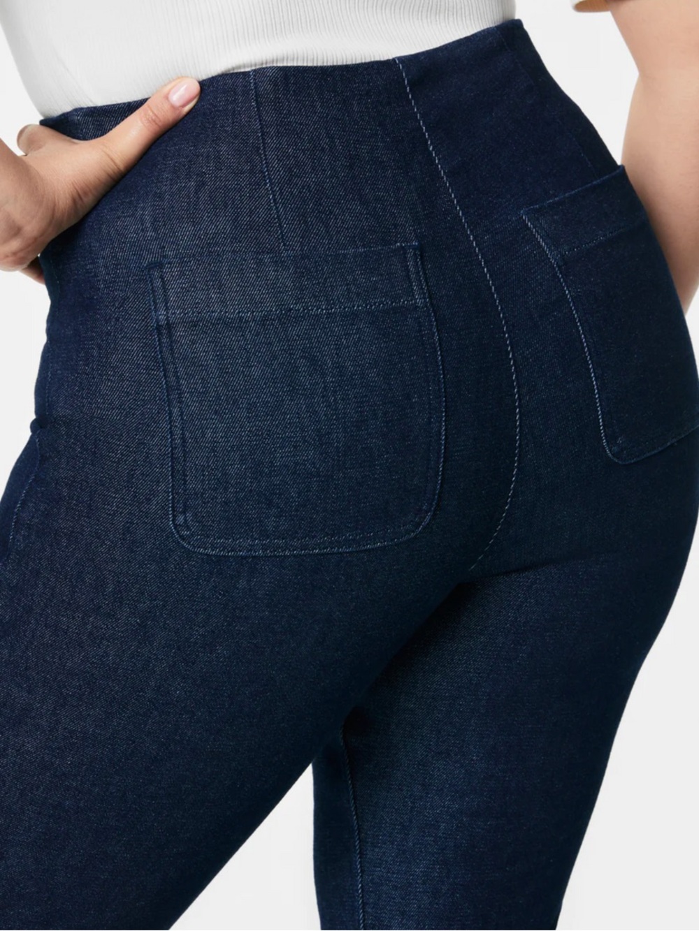 Spanx Demi Boot Cut High Rise Tummy Control Jean Blue Raw Indigo Wash Size L NWT - Picture 2 of 6